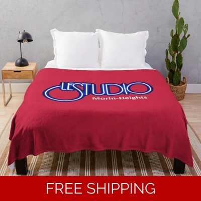 Le Studio Throw CH Red Blanket White & Blue Logo MH
